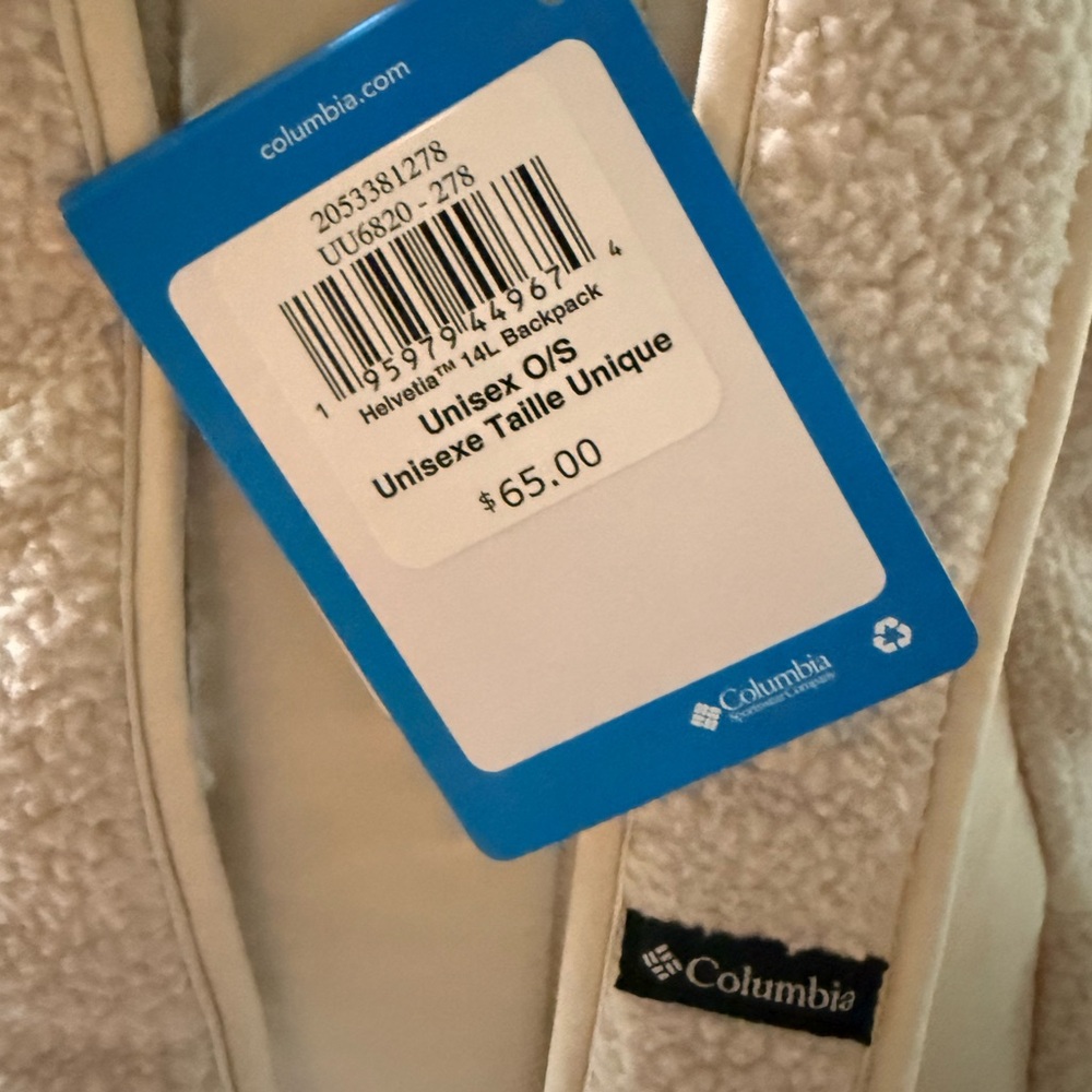 Columbia Fleece Cream and Black Backpack - Picture 9 of 15